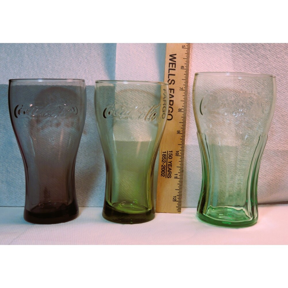 set of 3 Coke Cola Glasses unmatched but vintage